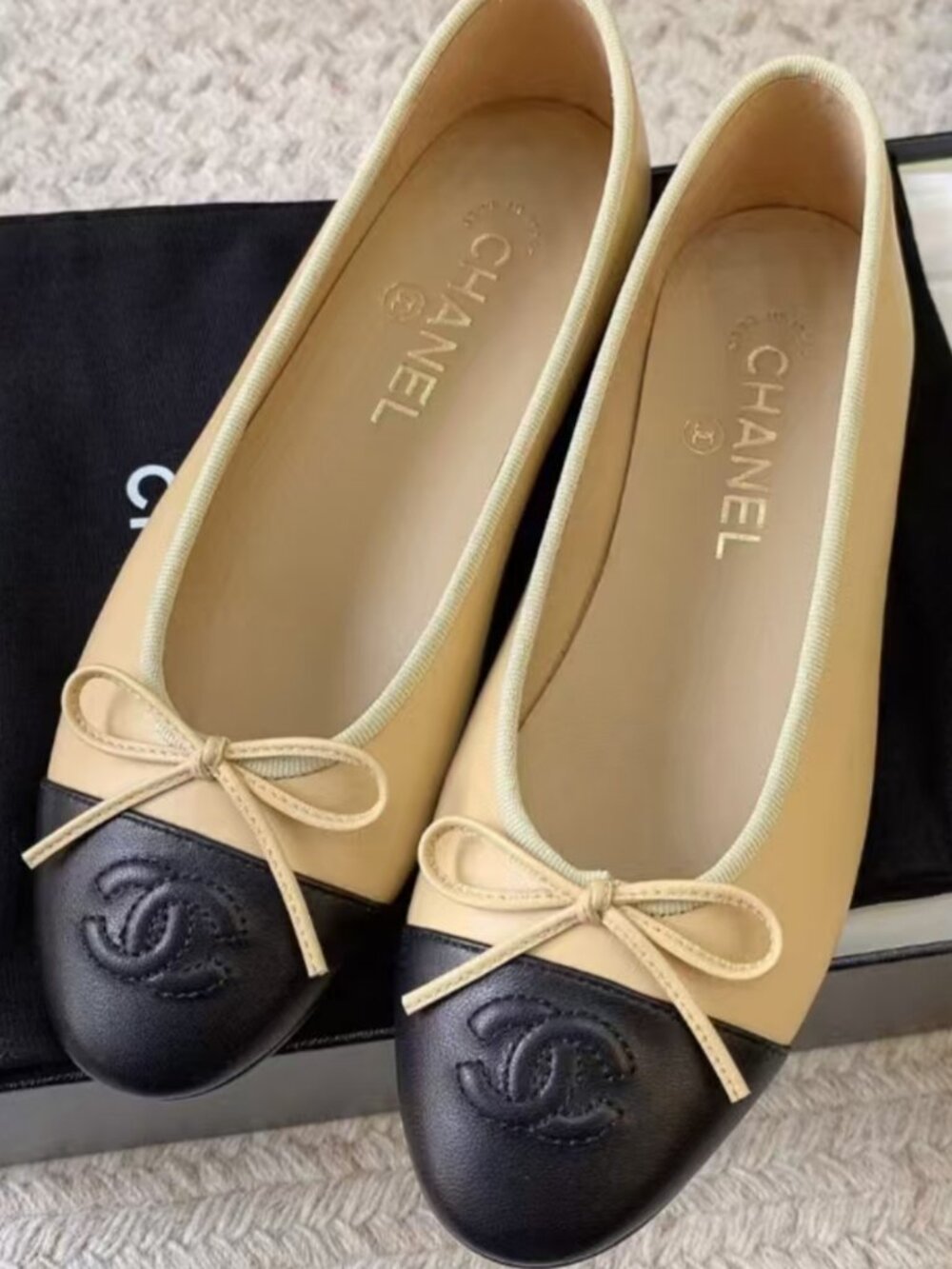 Chanel two‑tone ballet flats